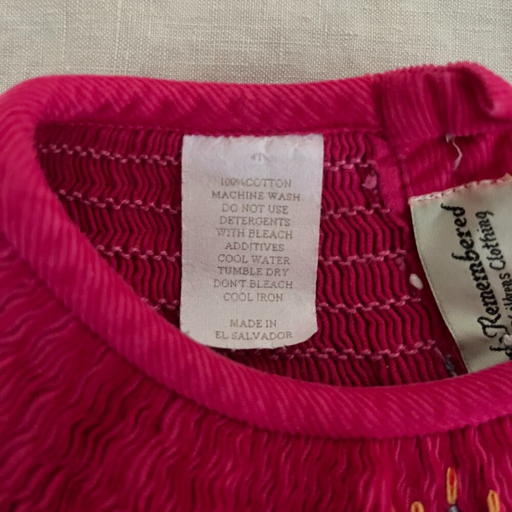 Amanda Remembered smocked corduroy birthday dress Pink girl’s size 4T rare - Picture 8 of 9
